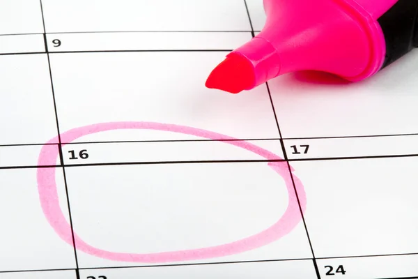 Date Highlighted on a Calendar — Stock Photo, Image