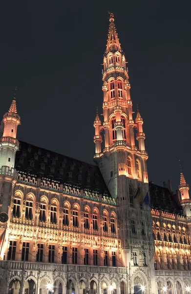 Grand Place, Brussels City Hall (Hotel de Ville) — Stok fotoğraf