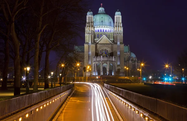 Widok na bazylikę Najświętszego Serca Jezusowego w Brukseli — Zdjęcie stockowe