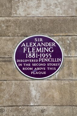 Sir Alexander Fleming plak Londra'daki St Mary's Hastanesi'nde