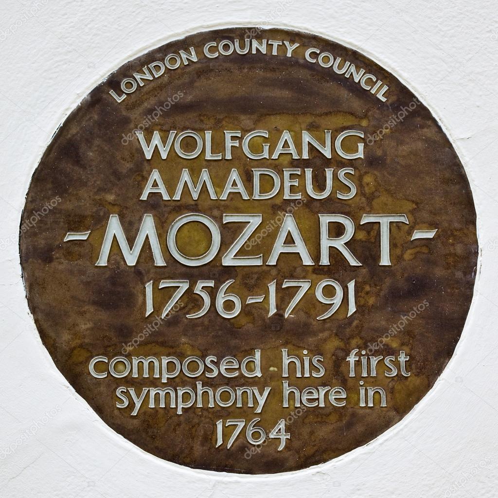 Wolfgang Amadeus Mozart Plaque in London