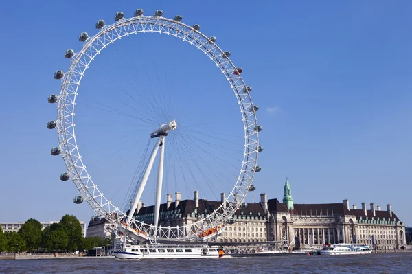 Londýnské oko, župní a Řeka Temže — Stock fotografie