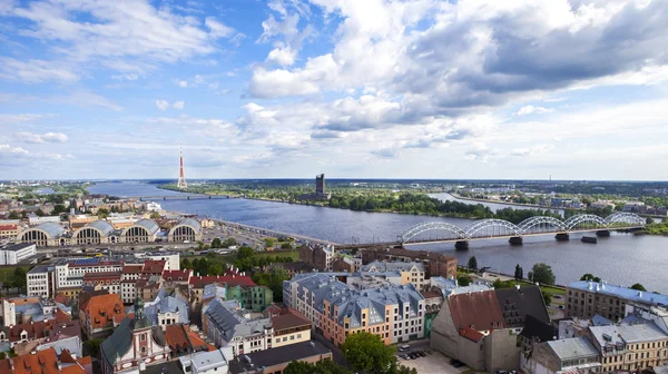 Visa från st. peter's kyrktornet i riga — Stockfoto