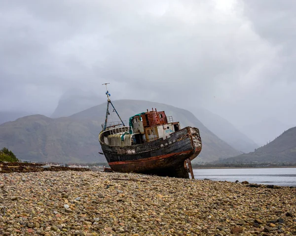 Skócia Egyesült Királyság Október 2021 Hajótörött Old Boat Caol Ben — Stock Fotó