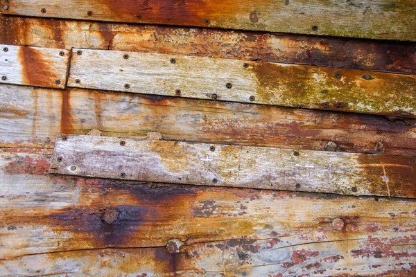 Detailaufnahme Der Verwitterten Holzstreben Des Schiffbrüchigen Old Boat Caol Schottland — Stockfoto