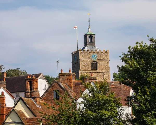 Башня Церкви Святого Иоанна Крестителя Прекрасной Деревне Финчингфилд Эссексе Великобритания — стоковое фото