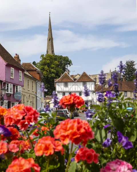 Picturesque Scene Town Thaxted Essex View Includes Thaxted Guildhall Spire — Stock Photo, Image