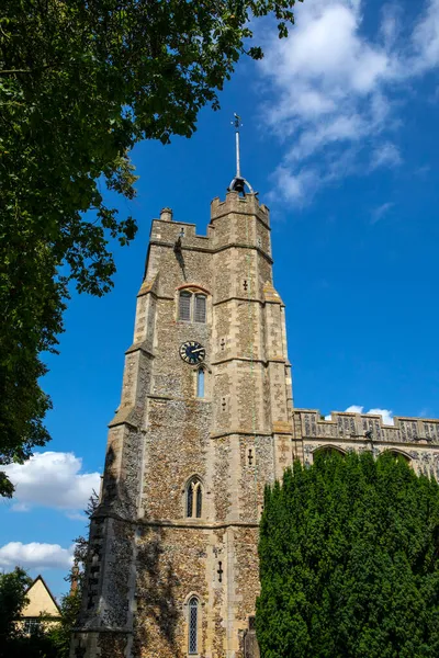 Una Vista Hermosa Iglesia Santa María Virgen Pueblo Cavendish Suffolk —  Fotos de Stock