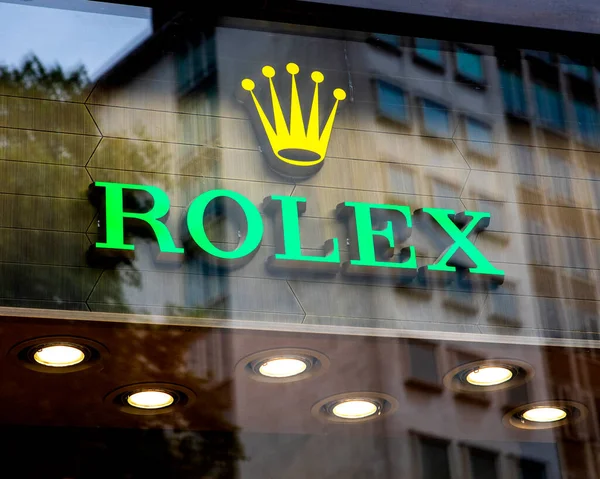 Лондон Великобритания Августа 2021 Года Логотип Rolex Над Входом Магазин — стоковое фото