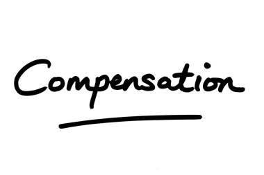 Tazminat, beyaz arkaplanda el yazısı.