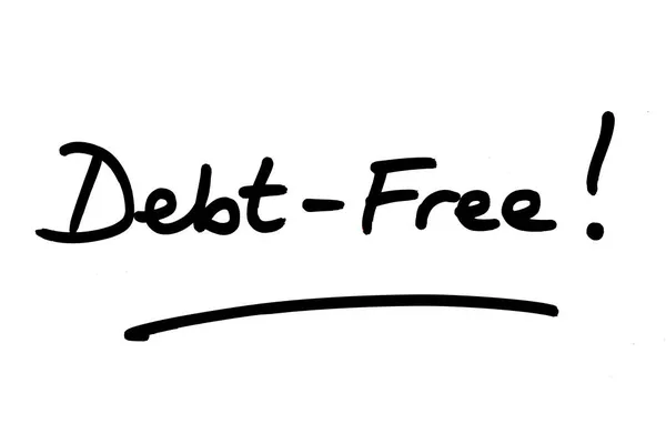 Bez Długów Odręcznie Napisane Białym Tle — Zdjęcie stockowe