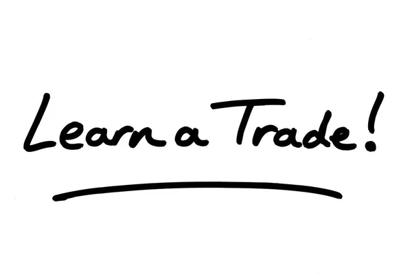 Ticareti Öğren Beyaz Bir Arkaplanda Yazısı — Stok fotoğraf
