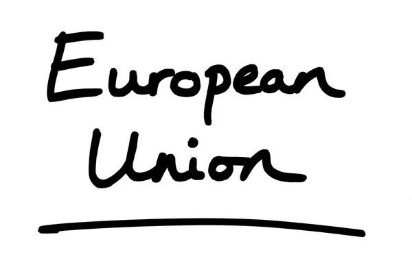 Unión Europea Manuscrita Sobre Fondo Blanco — Foto de Stock