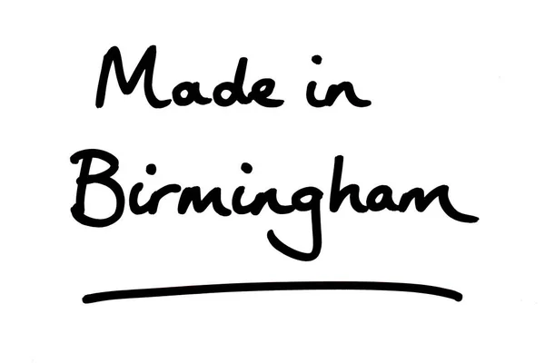 Feito Birmingham Escrito Mão Sobre Fundo Branco — Fotografia de Stock