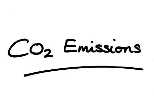 Co2 Emissions Handwritten White Background — Stock Photo, Image
