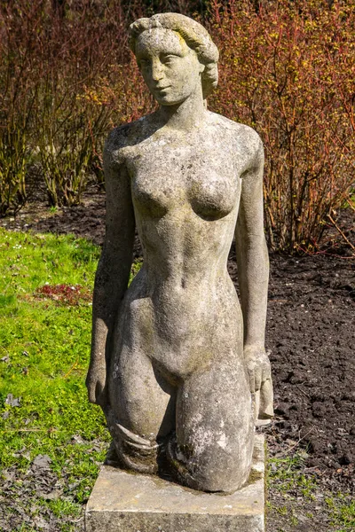 Una Scultura Pietra Nel Parco Dello Storico Castello Leeds Nel — Foto Stock