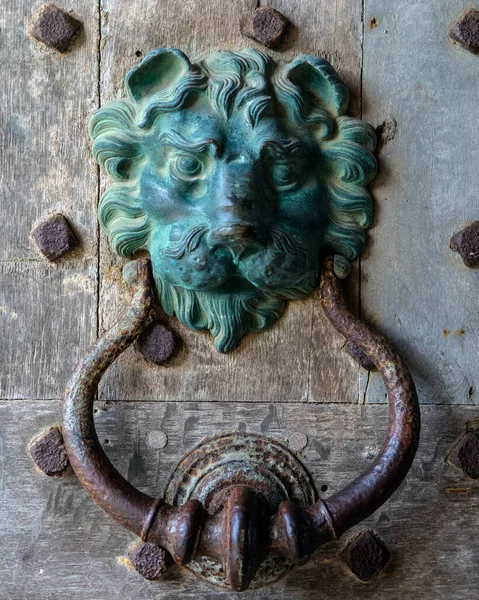 英国肯特历史名城利兹城堡令人印象深刻的一扇门敲门声的特写 — 图库照片