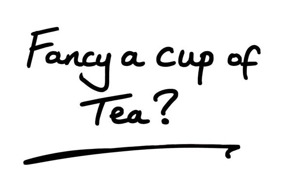 Fancy Cup Tea Handwritten White Background — Stock Photo, Image