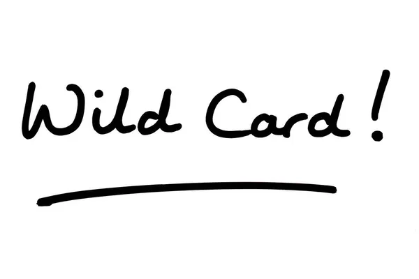 Wild Card Manuscrito Sobre Fundo Branco — Fotografia de Stock