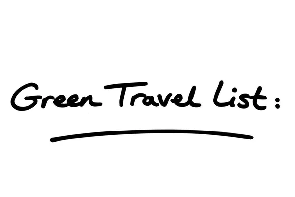 Lista Viagem Verde Manuscrito Sobre Fundo Branco — Fotografia de Stock