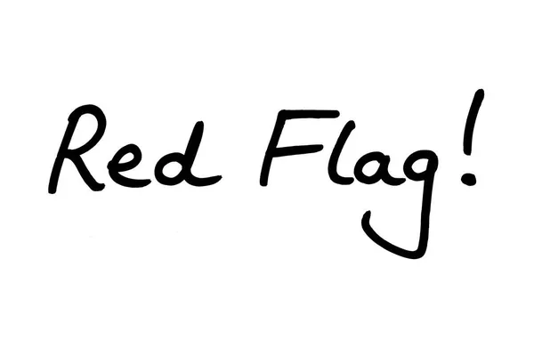 Bandera Roja Escrito Mano Sobre Fondo Blanco —  Fotos de Stock
