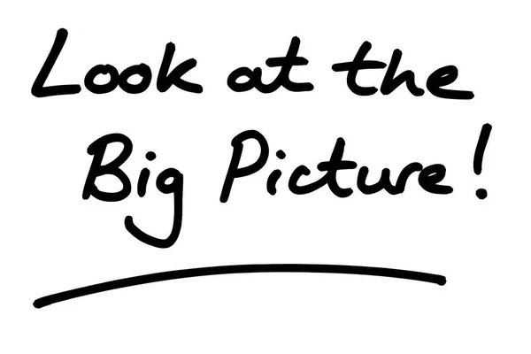 Podívej Big Picture Ručně Napsaný Bílém Pozadí — Stock fotografie