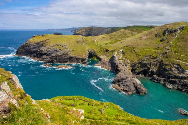 Ngiltere Cornwall Daki Tintagel Kalesi Nden Çarpıcı Manzara — Stok fotoğraf