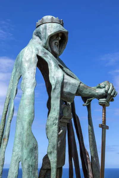 Cornwall Reino Unido Junho 2021 Escultura Rei Artur Castelo Tintagel — Fotografia de Stock