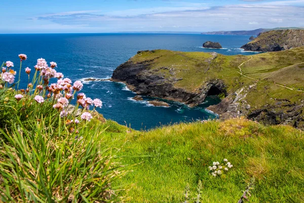 Una Vista Impresionante Desde Histórico Castillo Tintagel Cornwall Reino Unido — Foto de Stock