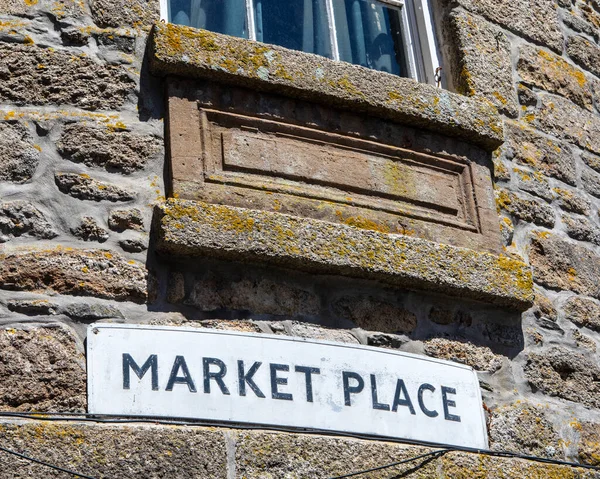 Ein Straßenschild Für Den Marktplatz Der Küstenstadt Ives Cornwall Großbritannien — Stockfoto