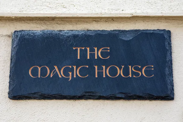 Närbild Plaketten Utsidan Magic House Kuststaden Ives Cornwall Storbritannien — Stockfoto