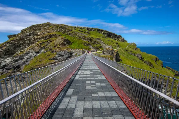 View Impressive Bridge Tintagel Castle Cornwall — Stock Photo, Image