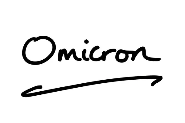 Kata Omicron Tulisan Tangan Pada Latar Belakang Putih — Stok Foto