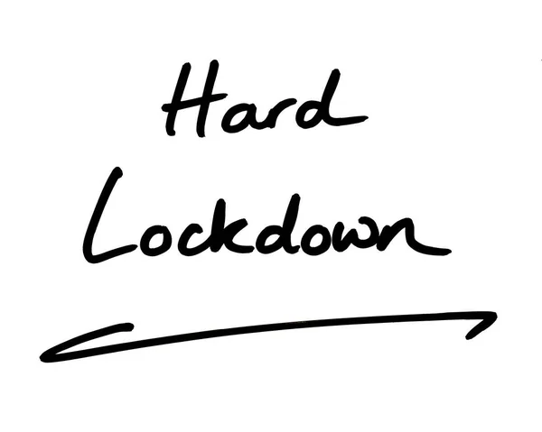 Hard Lockdown Handwritten White Background — Fotografia de Stock