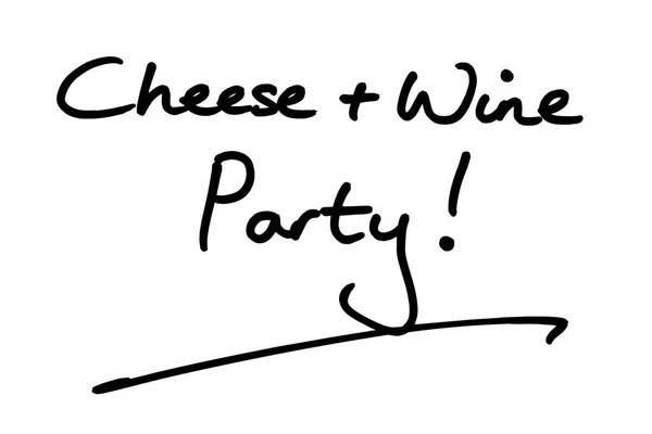Сыр Винная Вечеринка Написанное Руки Белом Фоне — стоковое фото