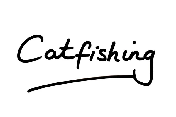 Catfishing Handwritten White Background — Foto Stock