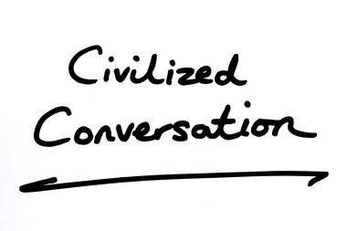 Medeni sohbet, beyaz arka planda el yazısı.