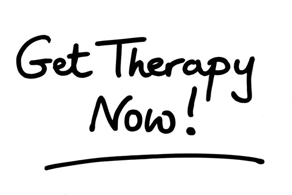 Get Therapy Now Handwritten White Background — Stock Photo, Image