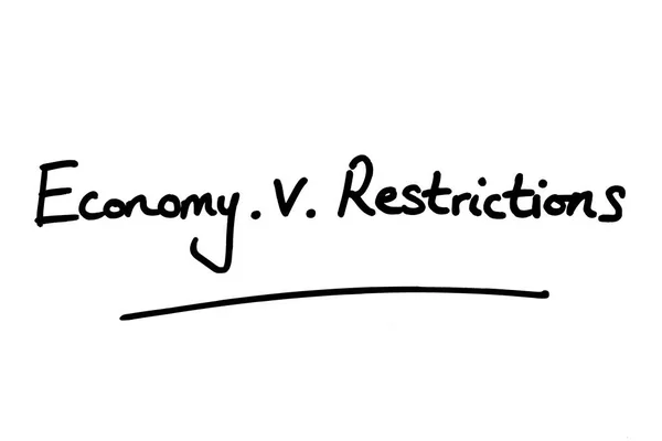 Economy Restrictions Handwritten White Background — Stock Photo, Image