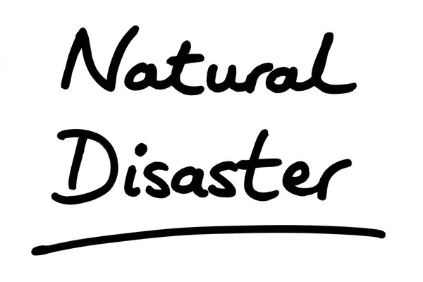 Přírodní Katastrofa Ručně Psané Bílém Pozadí — Stock fotografie