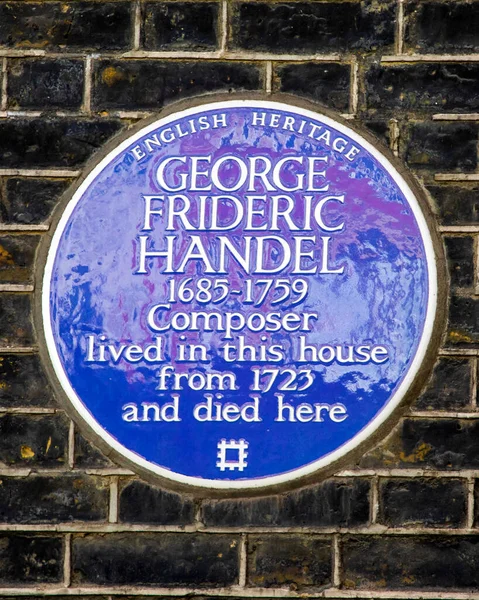 London March 8Th 2022 Plaque Marking Location Famous Composer George — Stock Photo, Image