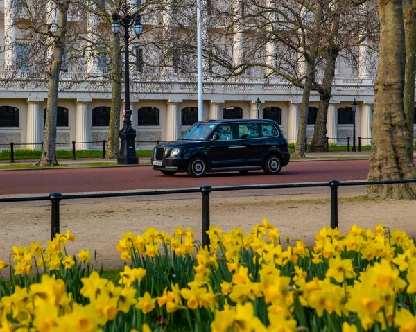 Londra Ngiltere Mart 2022 Mall Gezen Bir Londra Taksisi Baharda — Stok fotoğraf