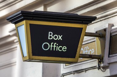Close-up of a Boax Office sign outside a theatre in central London, UK.