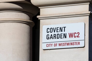 Londra, İngiltere - 17 Mart 2022: Londra 'nın merkezinde Covent Garden için bir sokak tabelası.
