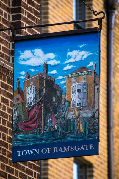 London March 17Th 2022 Traditional Hanging Sign Town Ramsgate Public — Stockfoto