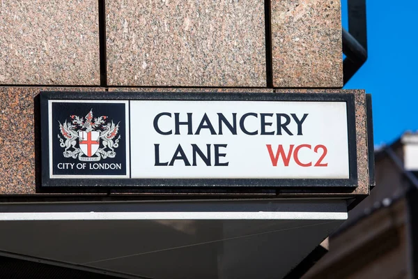 Londra Regno Unito Marzo 2022 Cartello Stradale Storica Chancery Lane — Foto Stock