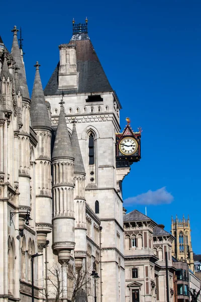 Clocktower Royal Courts Justice Building Located Strand London — Stock Photo, Image