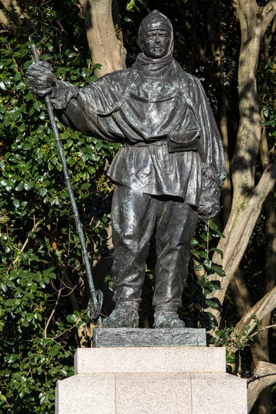 London March 17Th 2022 Statue Explorer Robert Falcon Scott Also — Stock Photo, Image