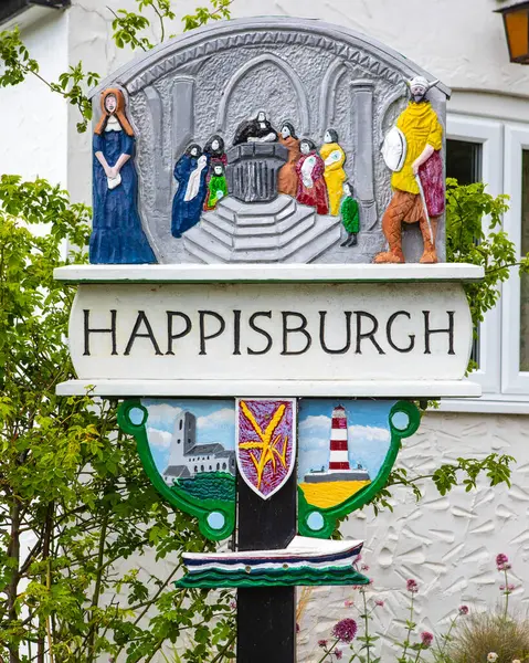 Norfolk Wielka Brytania Maja 2022 Tradycyjny Znak Pięknej Wiosce Happisburgh — Zdjęcie stockowe