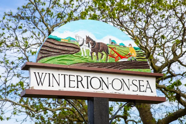 Norfolk May 17Th 2022 Traditional Sign Lovely Coastal Village Winterton — Stockfoto